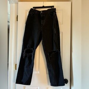 Abercrombie & Fitch Black Distressed Straight Leg Jeans